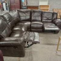 100"W 3-Piece Leather Recliner Sectional