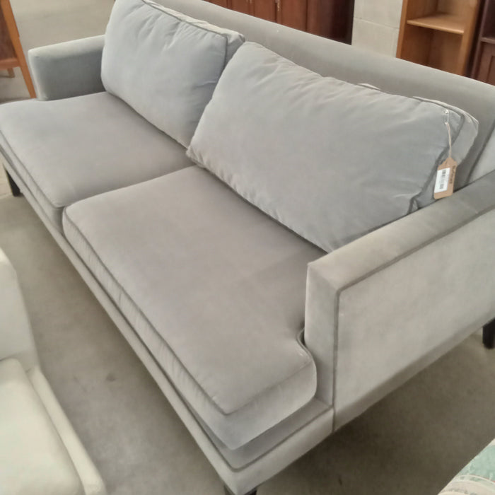 82"W Gray Velour Love Seat