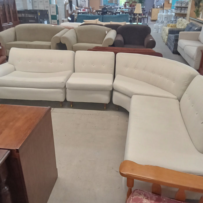 120"W 4-Piece Sectional Sofa in Cream Fabric
