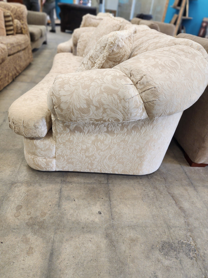 Beige Traditional Style Floral Loveseat
