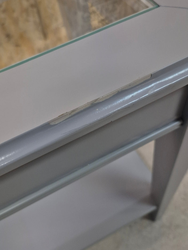 Grey Side Table with Glass Top