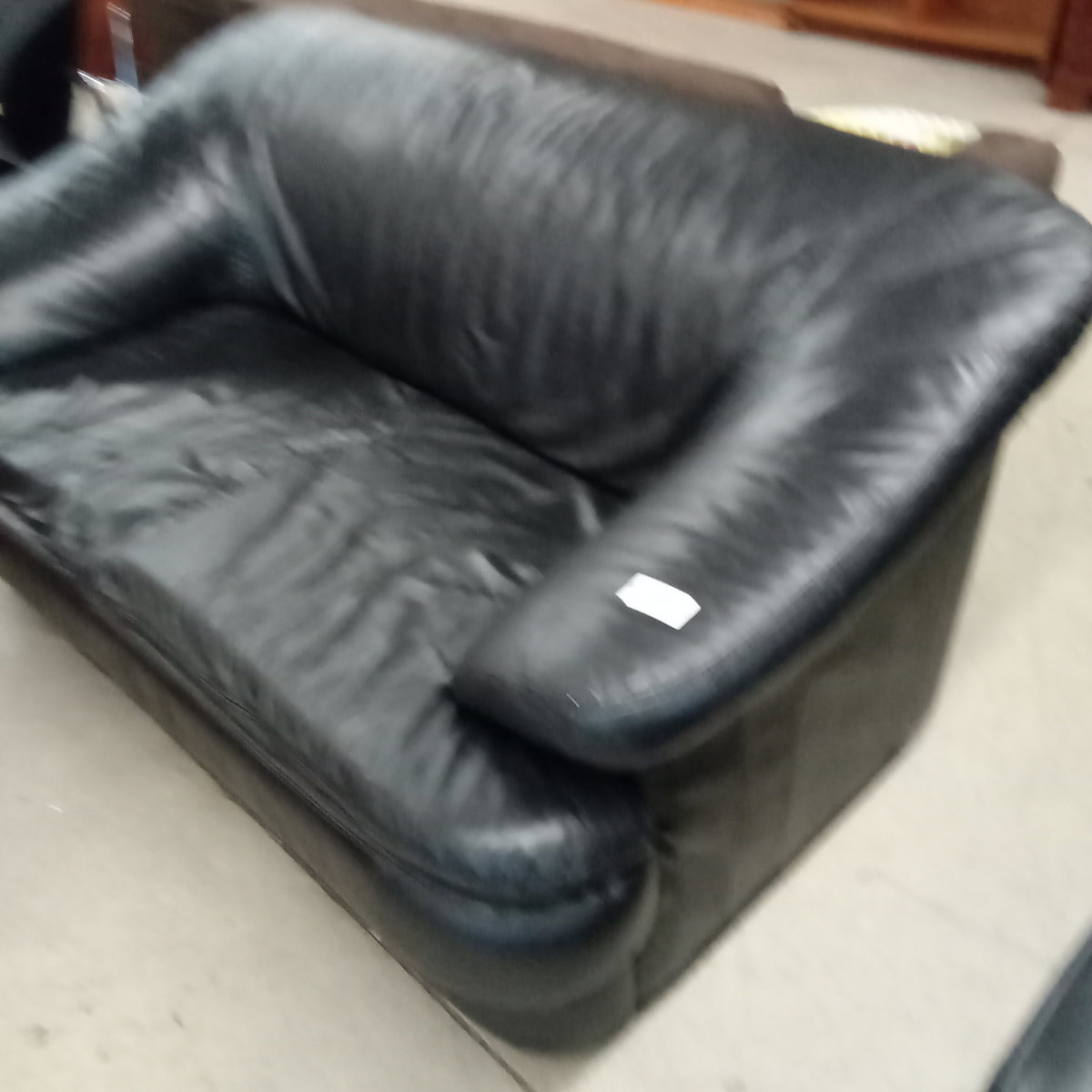 58"W Black Leatherette Love Seat