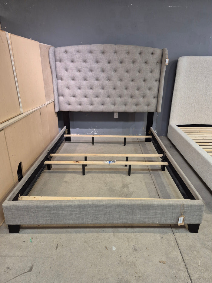 Queen Grey Upholstered Bedframe