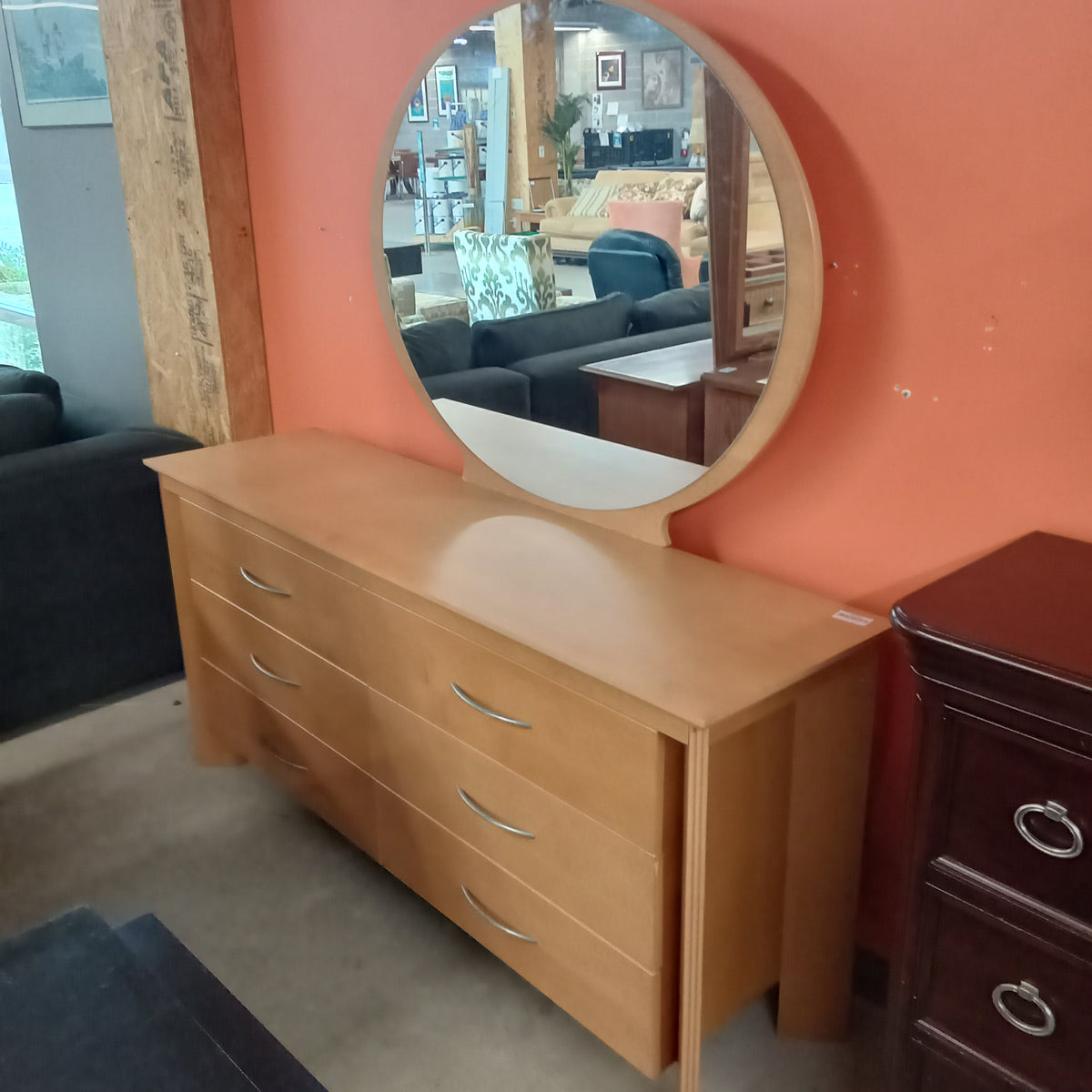 38"W 6-Drawer Modern Style Dresser with Mirror