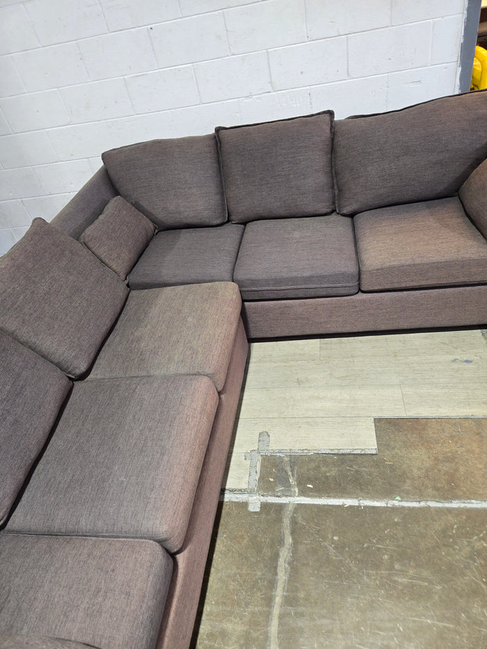 Dark Grey L-Shaped Fabric Sectional Sofa