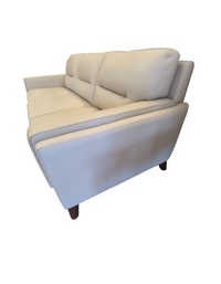 Cream Leather Sofa w/ Wooden Legs