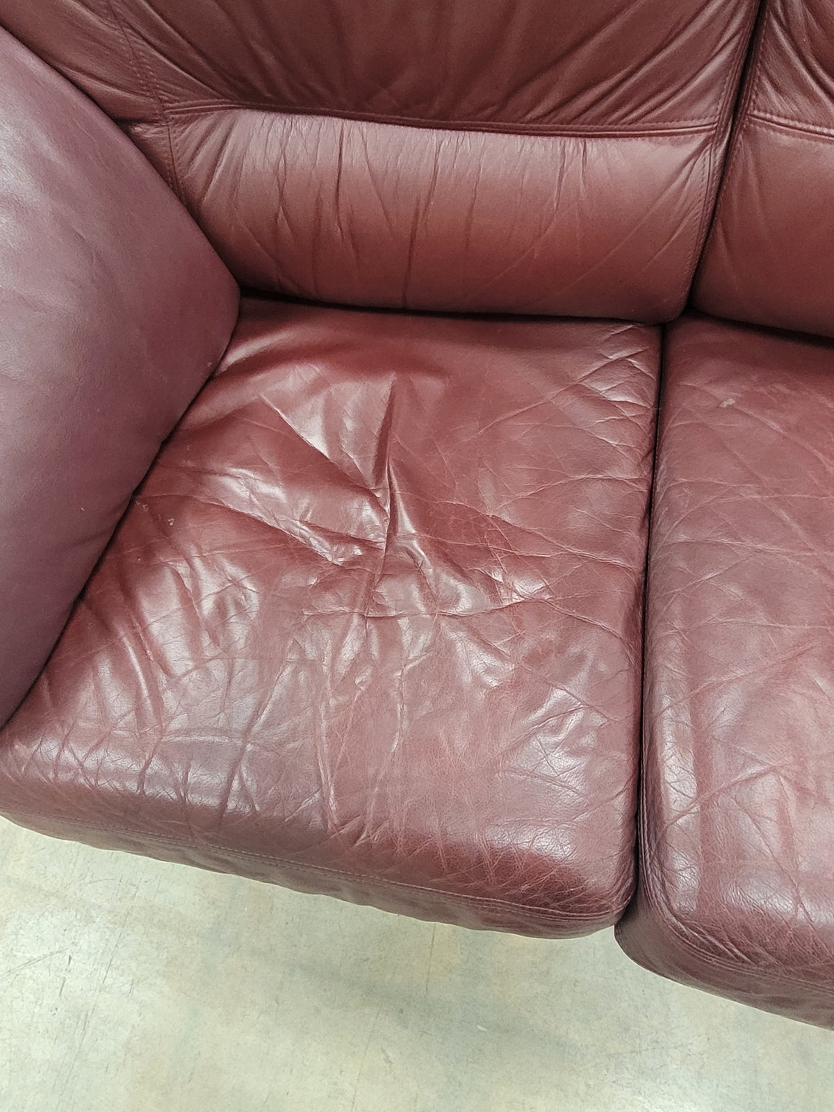 Burgundy Leather Loveseat