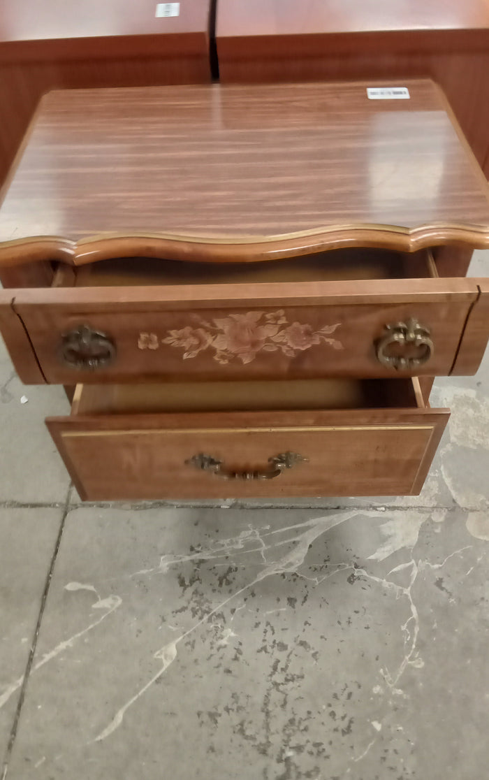 28"W Wood Night Stand with Scroll Accent