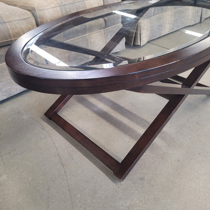 48"W Oval Coffee Table with Glass Top