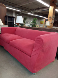 74" W Red Fabric Sofa