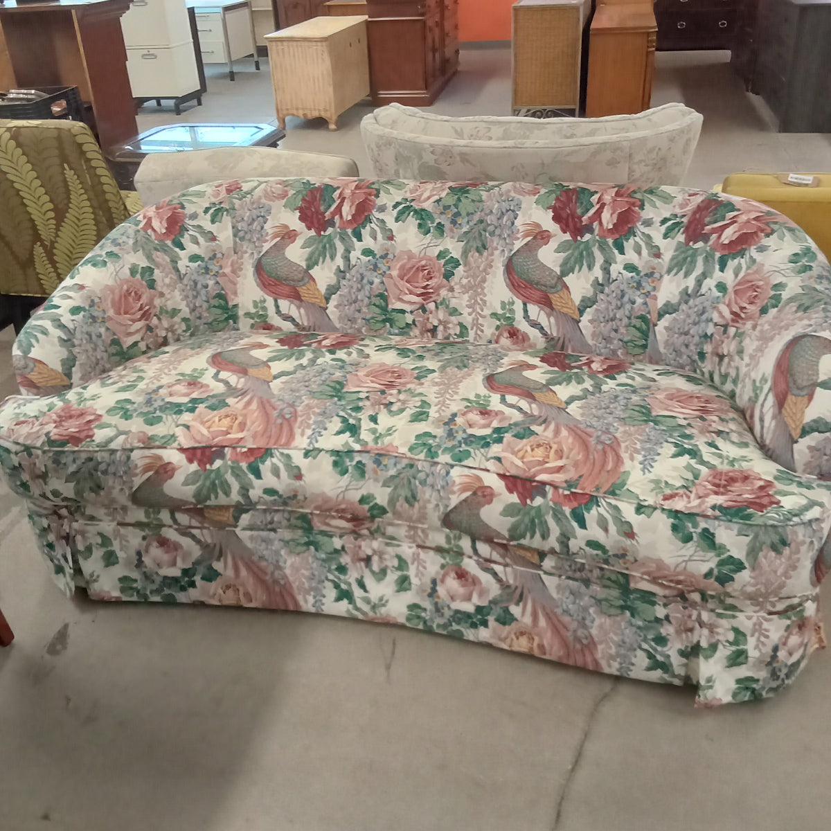 72"W Love Seat with Guinea Fowl Pattern