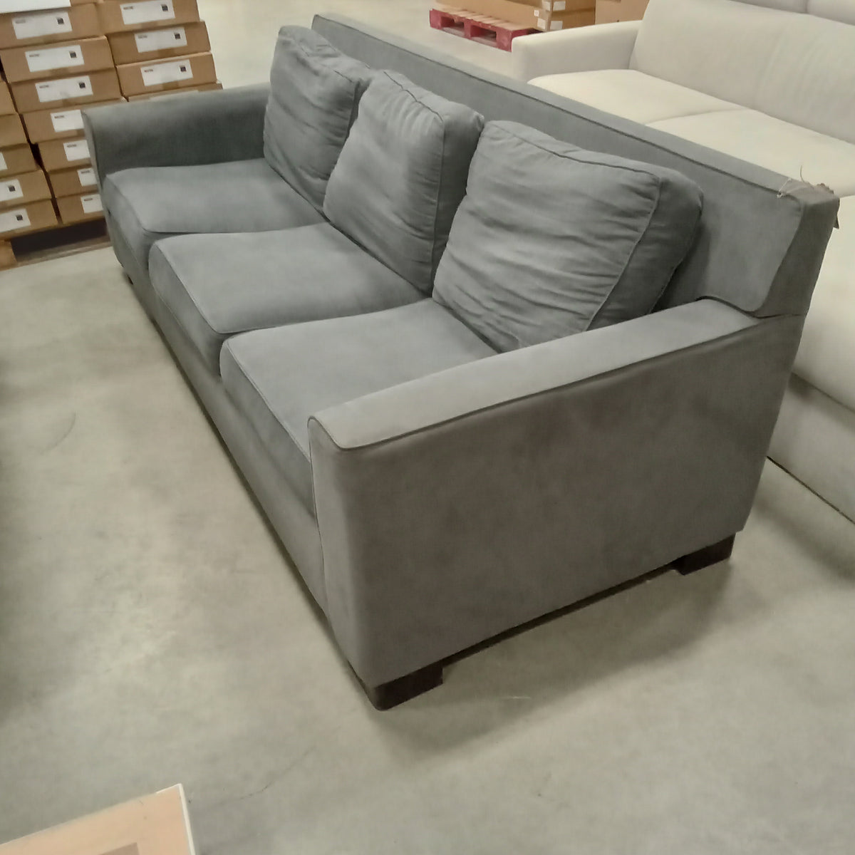 94"W 3-Seat Sofa in Gray Fabric
