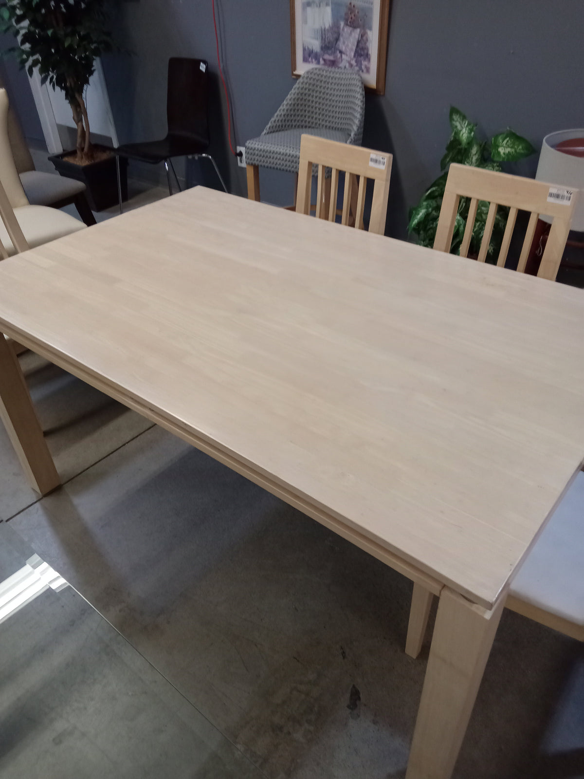 59"W Blonde Wood Dining Set with 4 Chairs