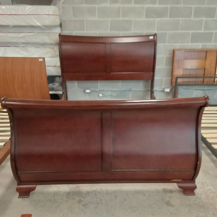 64"W Solid Wood Sleigh Bed Frame - Queen