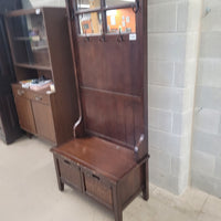31.5"W Entry Hall Bench with Coat Hooks