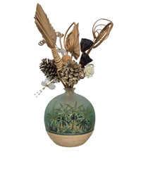Puntoarte Hand Painted Vase with Dried Flower Arrangement