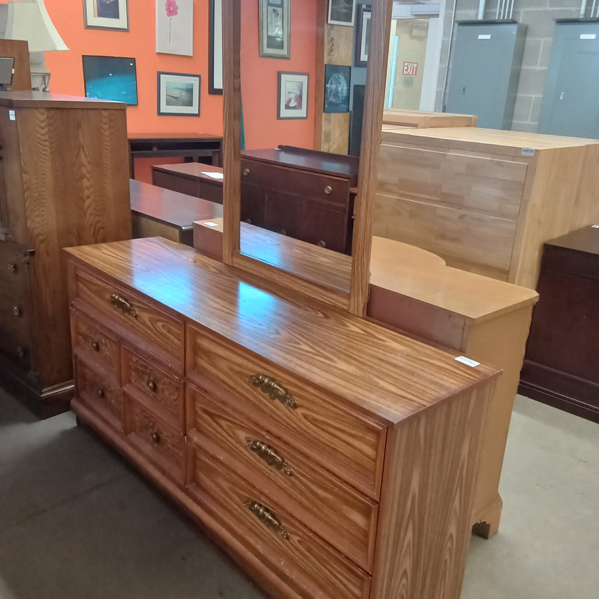 64"W 6-Drawer Dresser with Mirror