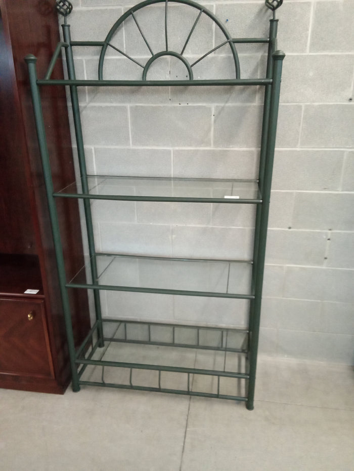 37"W Metal and Glass Shelf Unit