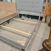 62"W Queen Bedframe with Gray Fabric Headboard
