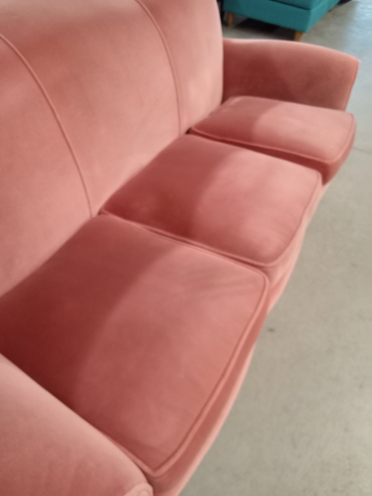 70"W Salmon Velvet Sofa