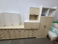 Set of 11 Light Green and White Kitchen Cabinets