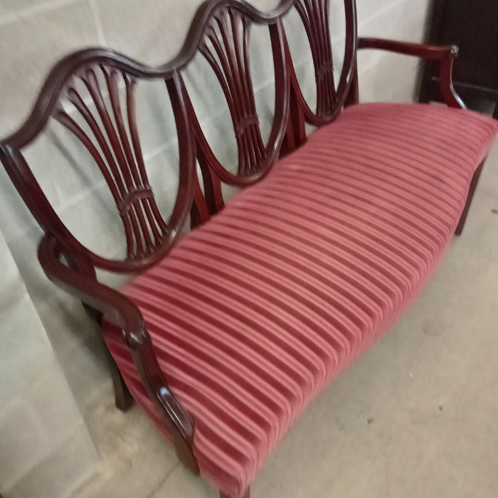 56"W Solid Wood Bench with Burgundy Seat