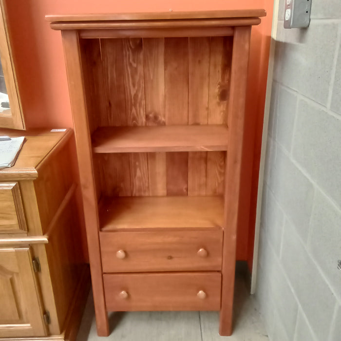 24"W Pine Shelf Unit with Two Drawers