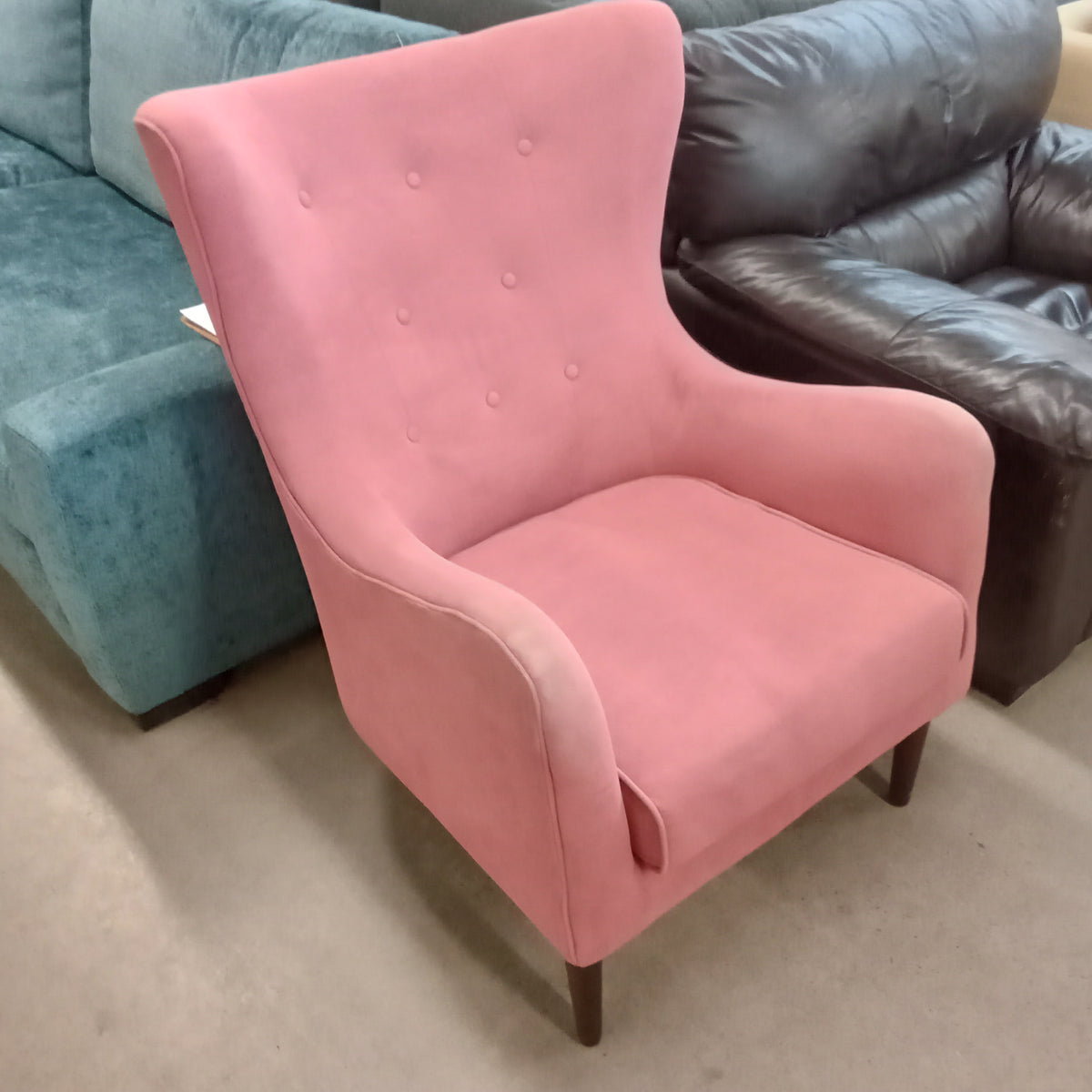 28"W Pink Wing Back Chair