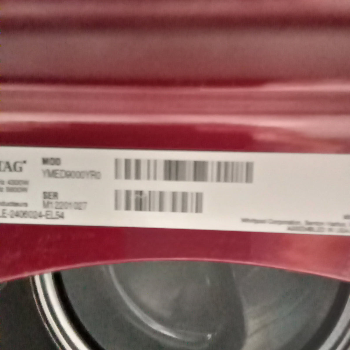 27"W Electric Front Load Dryer in Burgundy