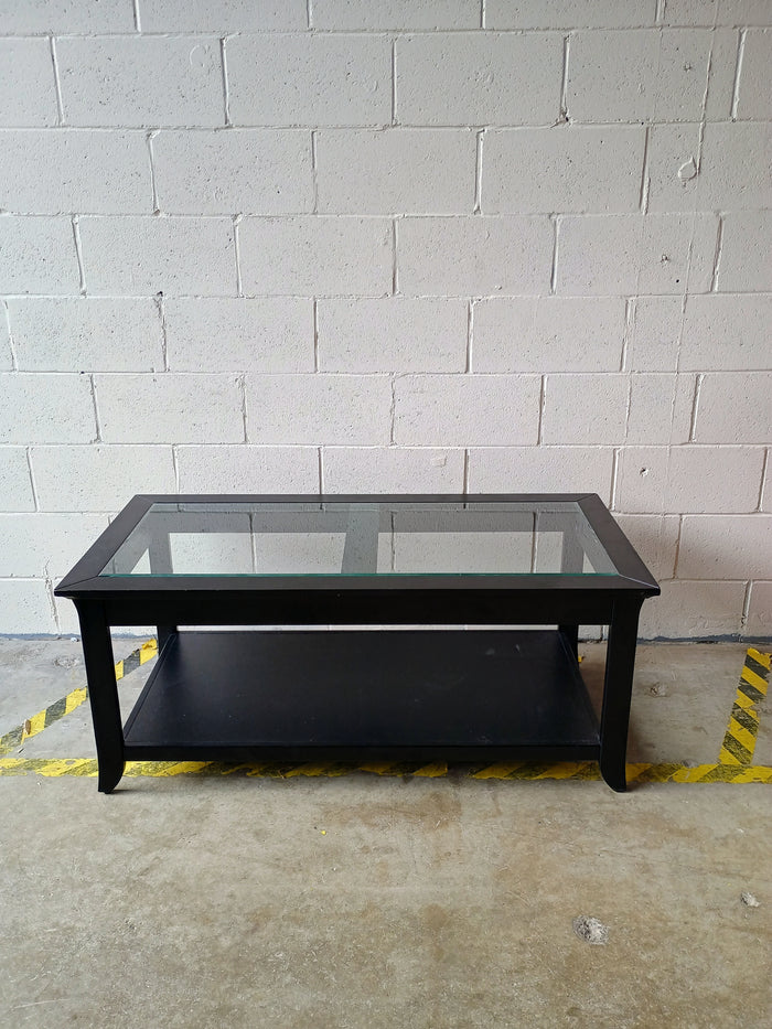 Black Coffee Table with Glass Top