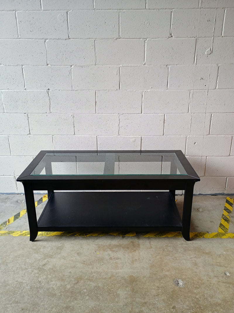 Black Coffee Table with Glass Top