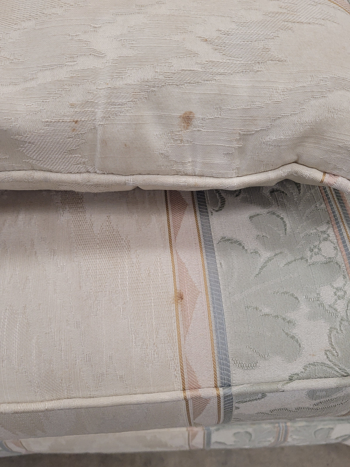 Cream And Light Green Striped 3-Seater