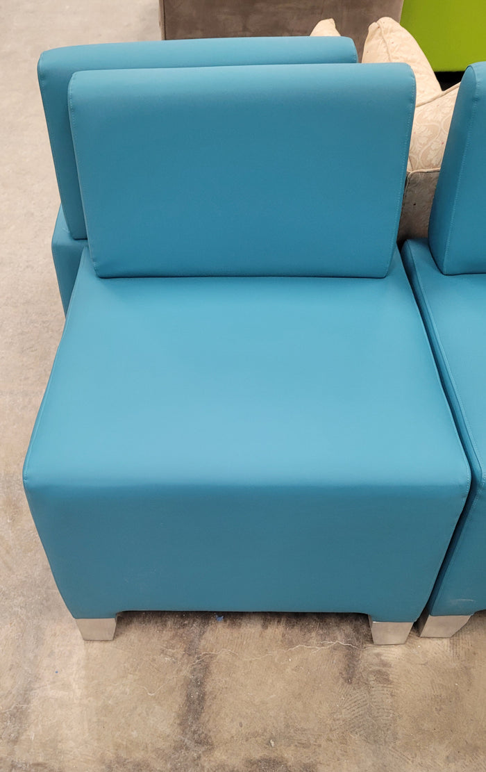 Vibrant Blue Vinyl Lounge Chair W/Back Rest
