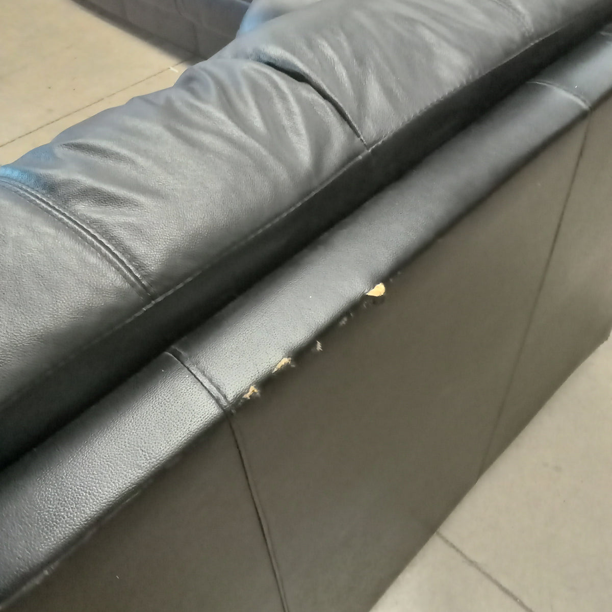 62"W Love Seat in Black Faux Leather