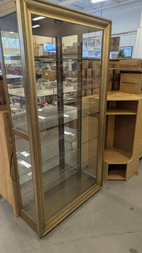 41.5"W Vintage Brass Curio Cabinet