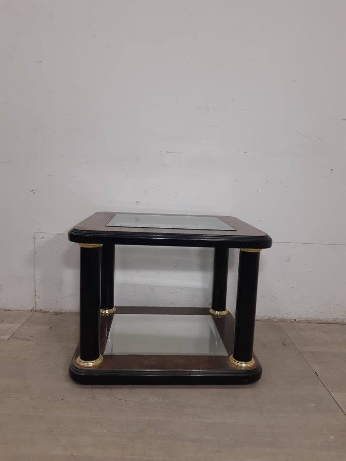 Wood Accent Table With Black & Gold Accents