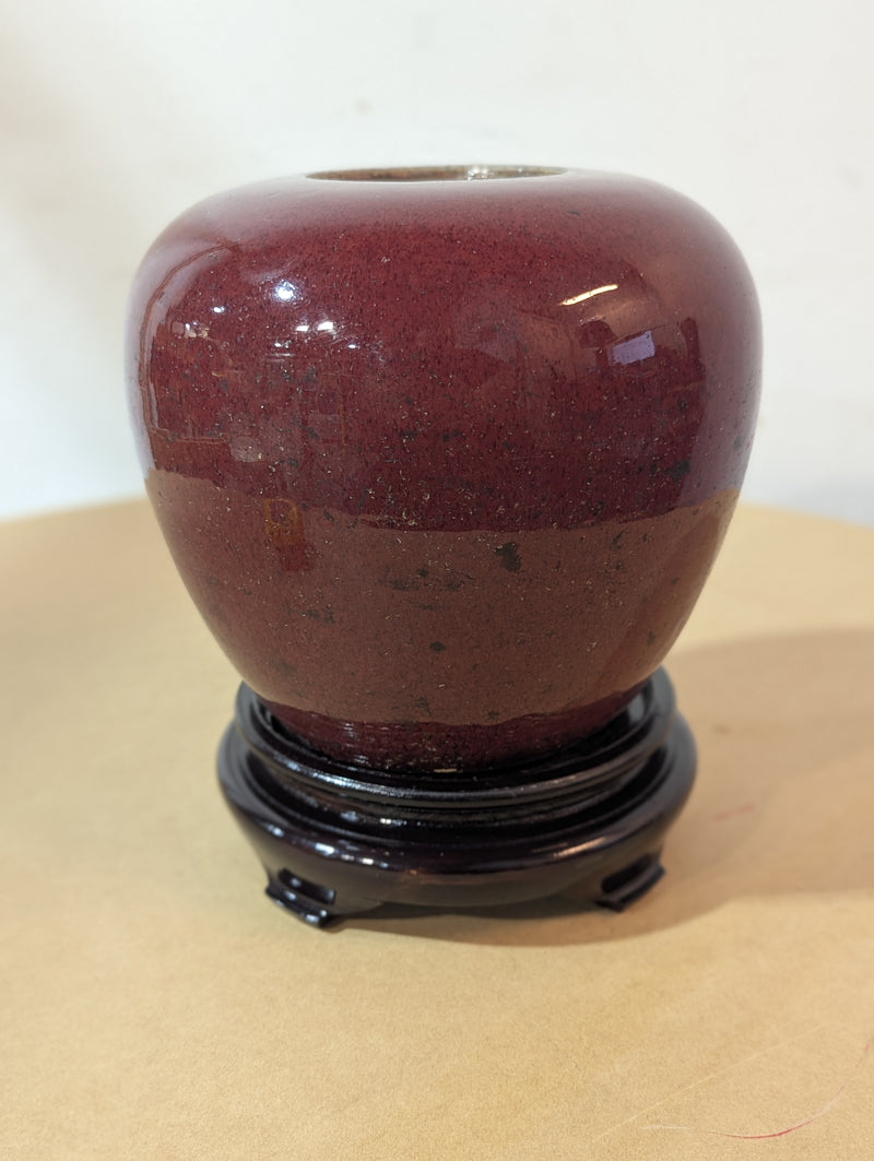 Oxblood Ceramic Vase With Stand