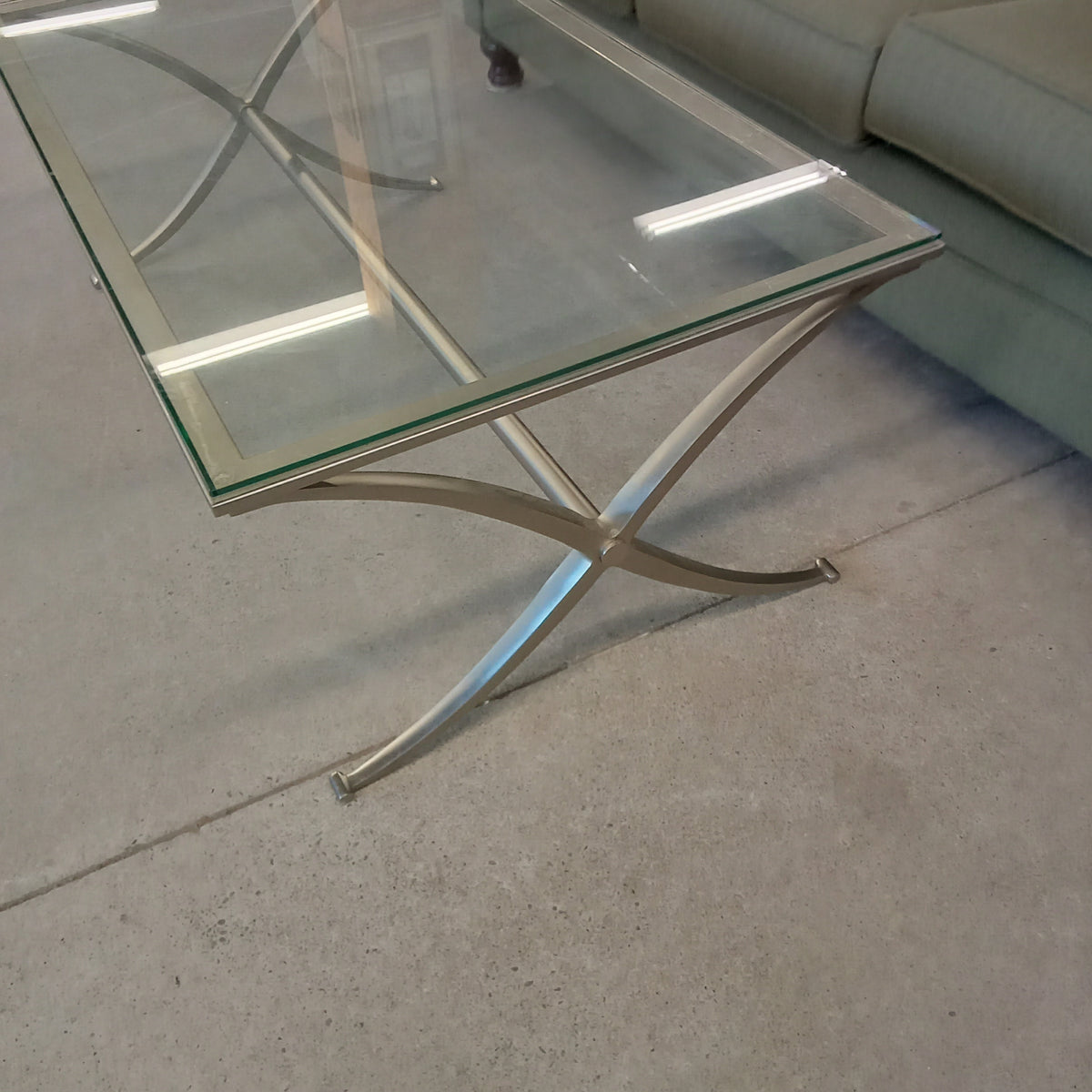 48"W Stainless Steel and Glass Coffee Table