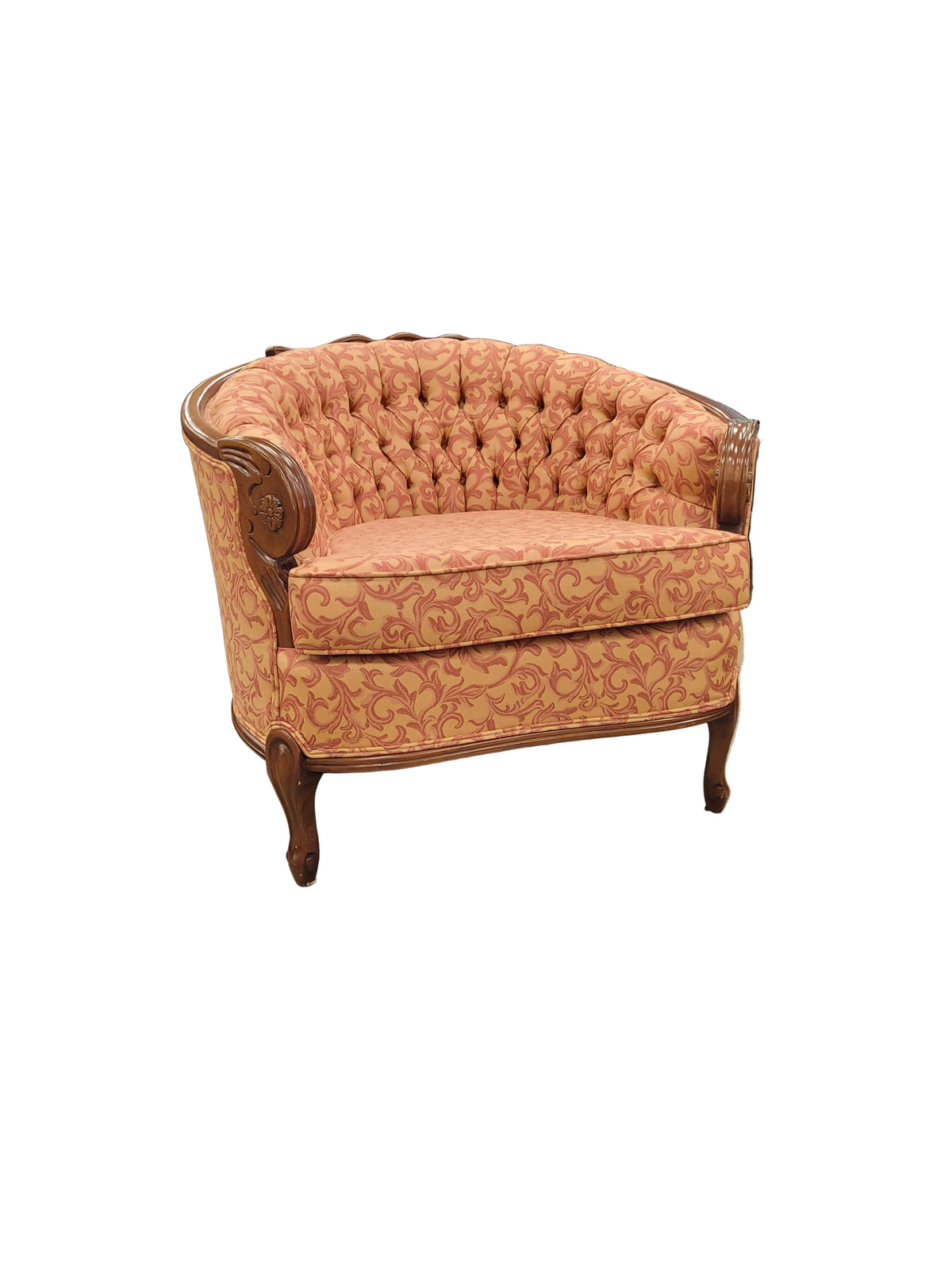 Victorian-Style Tufted Barrel Accent Chair