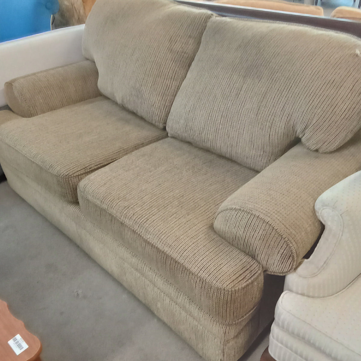 68"W Brown Fabric Love Seat