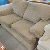 68"W Brown Fabric Love Seat