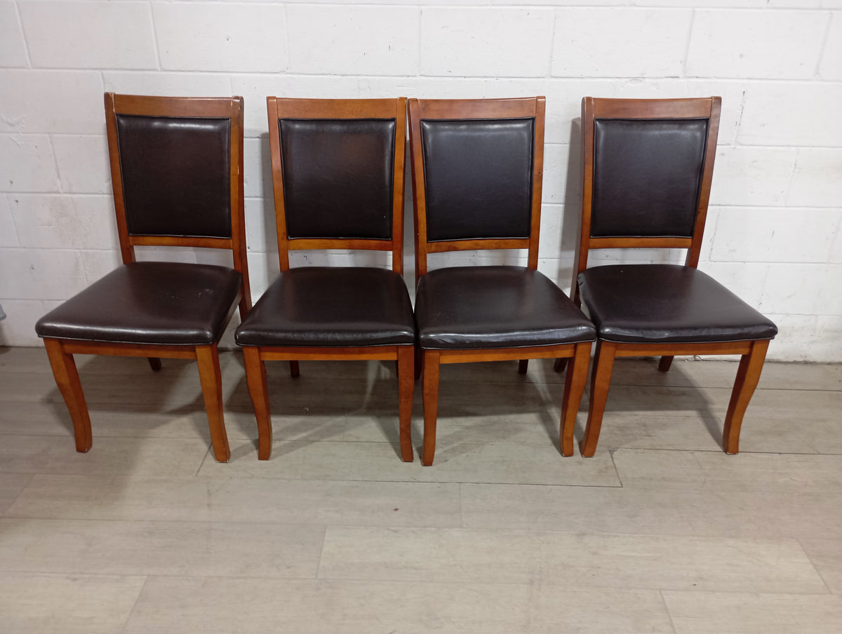 Dark-Brown Pleather Chairs - Set of 4