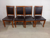 Dark-Brown Pleather Chairs - Set of 4