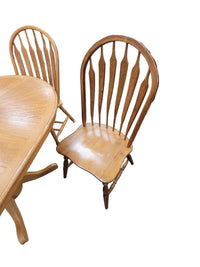 Oak Pedestal Table W/ Windsor-Style Chairs