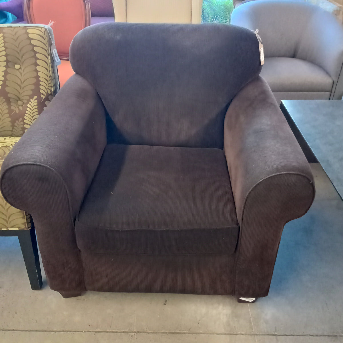 40"W Dark Brown Armchair