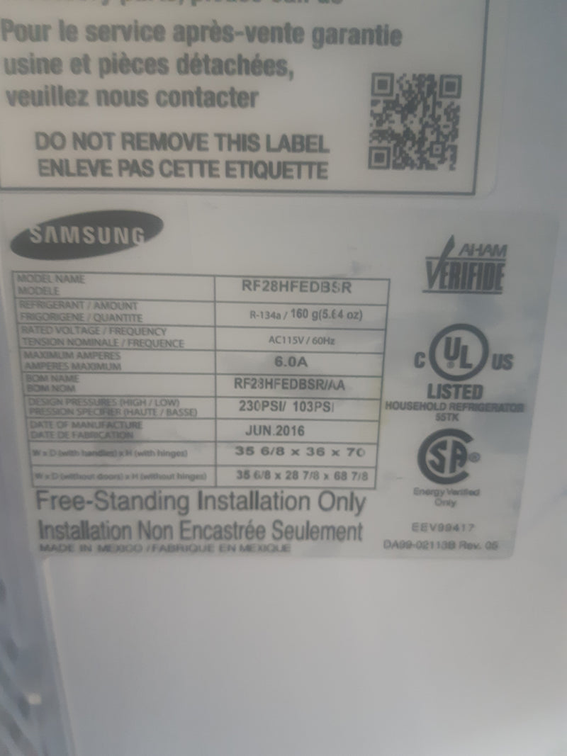 36" Samsung Stainless Stain Electric Refrigerator