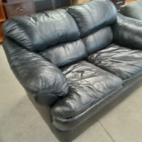 65"W Love Seat in Faux Leather Sofa - Black
