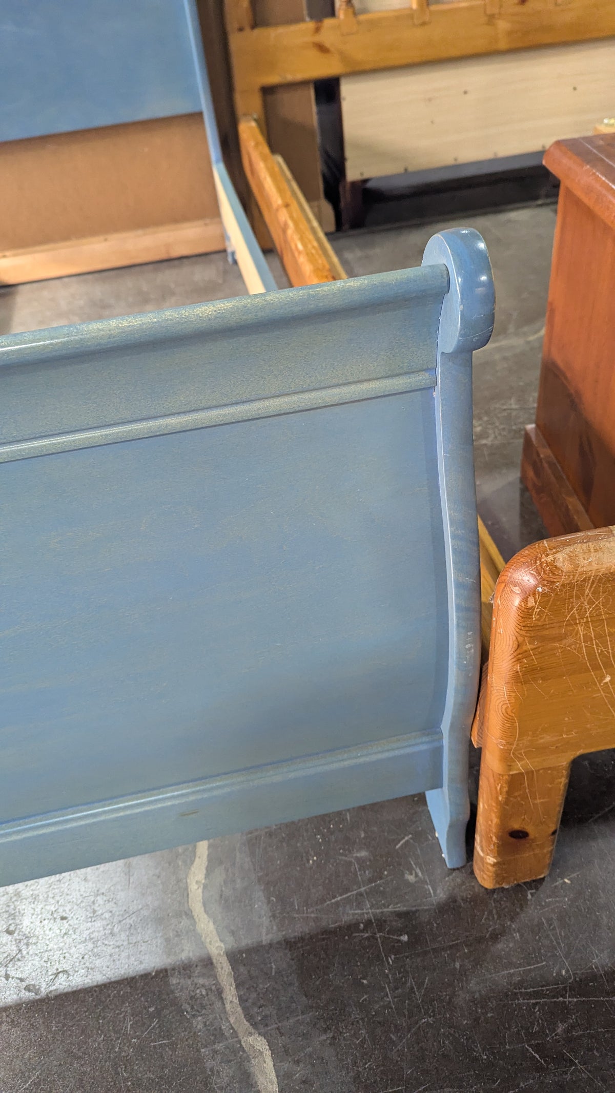 56"W Light Blue Sleigh Bed