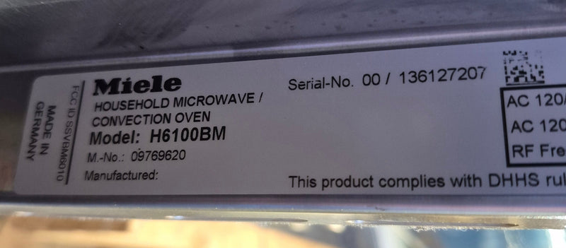 Miele H6100BM Convection Wall-Oven with Microwave