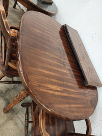 Oval Dark Wood 7 Piece Dining Set with 2 Leaves